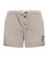 Stone Island Compass Patch Mid-rise Swim Shorts In Nude