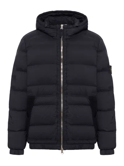 Stone Island Drop-proof Down Jacket With Hood In Black