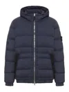 Stone Island Drop-proof Down Jacket With Hood In Blue