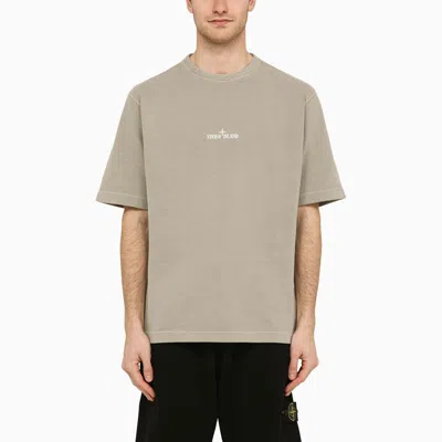 Stone Island Dust-coloured Cotton T-shirt With Logo Men In Grey