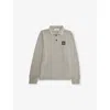 Stone Island Dust Logo-patch Long-sleeve Cotton Polo Shirt 2-8 In Gray
