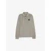 Stone Island Dust Logo-patch Long-sleeve Cotton Polo Shirt 2-8 In Gray