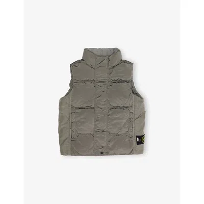 Stone Island Kids' Dust Logo-patch Padded Shell Gilet 2-12 In Green