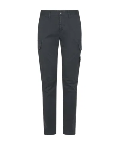 Stone Island Dyed Twill Cargo Trousers In Black