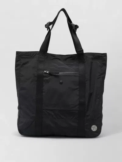 Stone Island Econyl Nylon Tote Bag Metal Detail In White