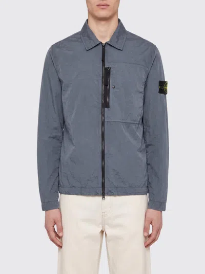 Stone Island Econyl® Recycled Nylon Shirt Jacket With Zip And Logo In Blue