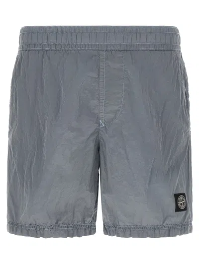 Stone Island Econyl Regenerated Nylon Swim Shorts In Gray