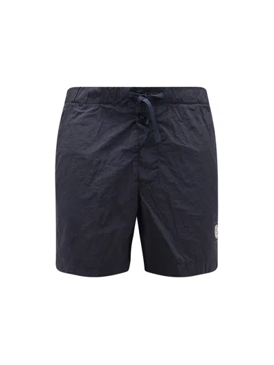 Stone Island Drawstring-fastening Logo-patch Swim Shorts In Blue