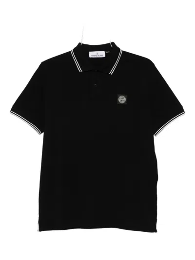 Stone Island Elastan Ss Polo In Black