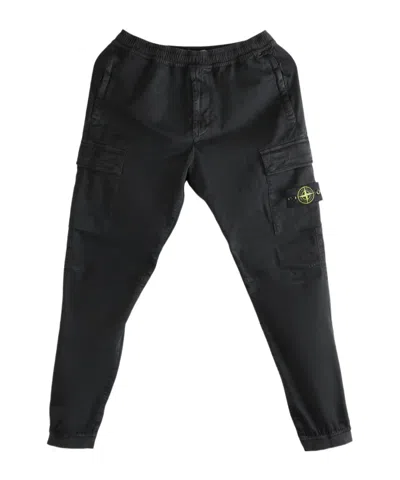 Stone Island Elastic Waist Casual Pants In Black