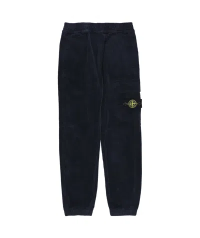 Stone Island Elastic Waist Casual Pants In Blue
