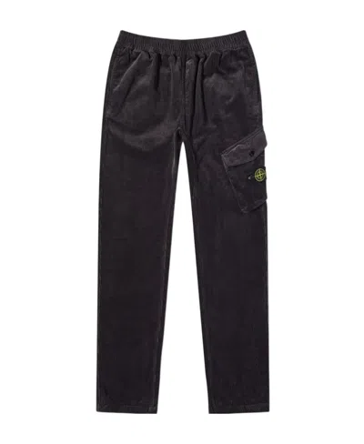 Stone Island Elastic Waist Casual Pants In Charcoal-grey