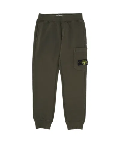 Stone Island Elastic Waist Pants In Green