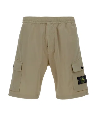 Stone Island Elastic Waist Shorts In Gray