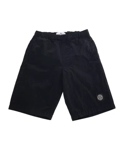 Stone Island Elastic Waist Shorts In Black