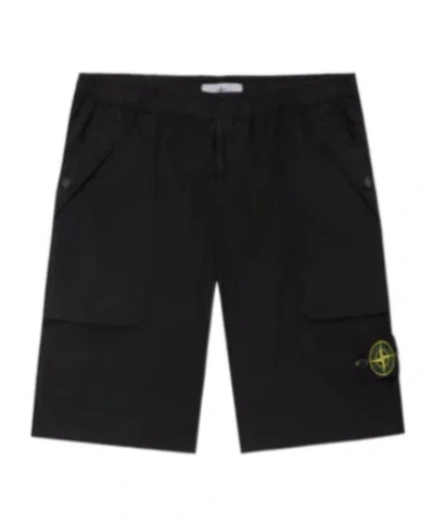 Stone Island Elastic Waist Shorts In Black