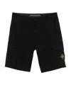 Stone Island Old Effect Cotton Cargo Bermuda Shorts Clothing In Black