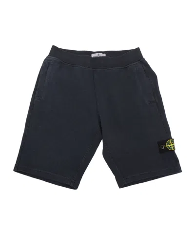 Stone Island Elastic Waist Shorts In Blue