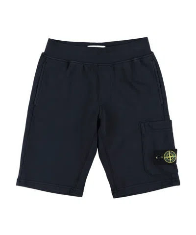 Stone Island Elastic Waist Shorts In Blue