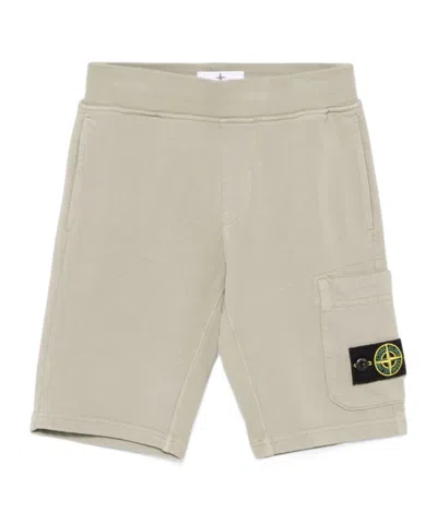 Stone Island Elastic Waist Shorts In Brown
