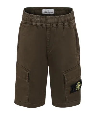 Stone Island Elastic Waist Shorts In Green