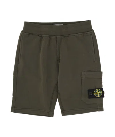 Stone Island Elastic Waist Shorts In Green