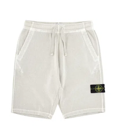 Stone Island Fleece Bermuda Shorts White Cotton