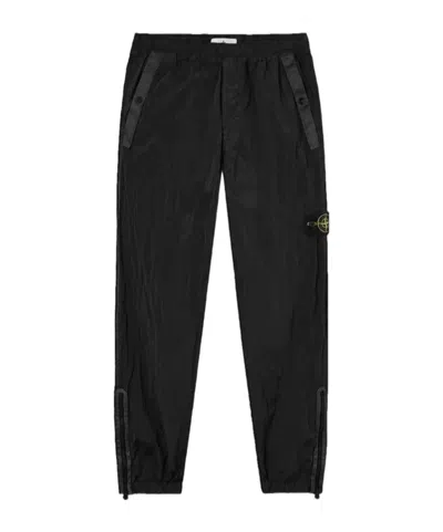 Stone Island Elastic Waist Sports Pants In Black