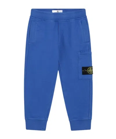 Stone Island Kids' Elastic Waist Sports Pants In Blue