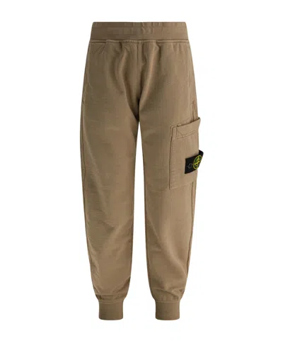 Stone Island Elastic Waist Sports Pants In Brown