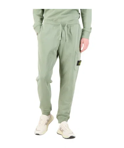 Stone Island Elastic Waist Sweatpants In Green