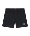 Stone Island Compass-badge Crinkled Shorts In Blue