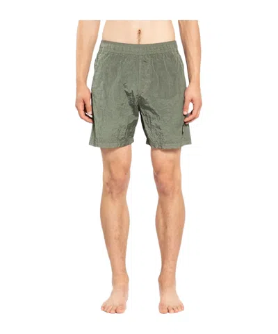 Stone Island Elastic Waist Swimming Trunks In Green