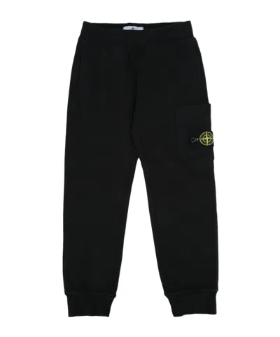 Stone Island Elastic Waist Track Pants In Black