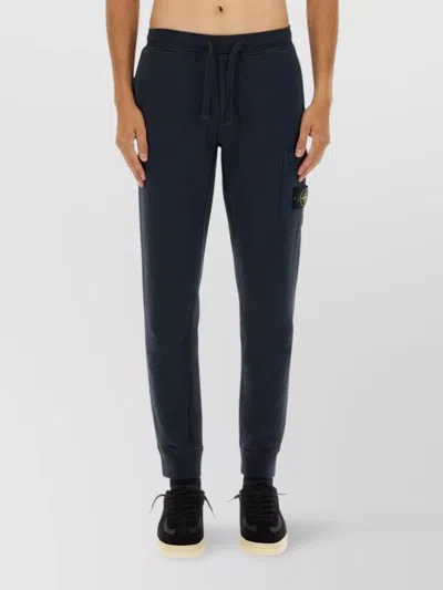 Stone Island Elastic Waistband Ribbed Cuffs Side Pocket In Blue