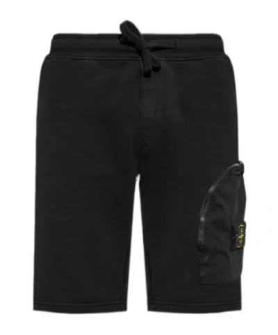 Stone Island Elastic Waistband Shorts In Black