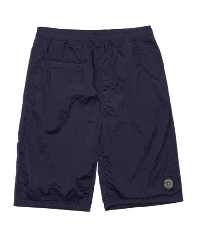 Stone Island Elastic Waistband Shorts In Blue