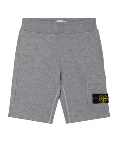 Stone Island Kids' Elastic Waistband Shorts In Gray