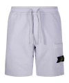 Stone Island Fleece Shorts With Adjustable Waist And Cargo Pocket In White