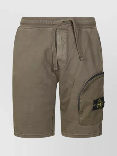 Stone Island Elastic Waistband Shorts With Back And Side Pockets