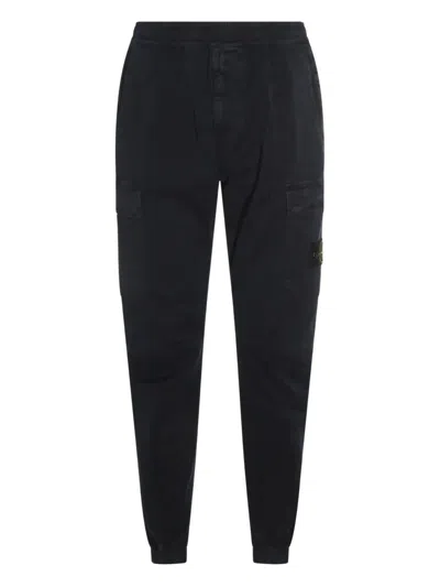 Stone Island Elasticated Trousers With Cargo Pockets In Black