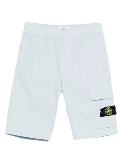 Stone Island Kids' Elasticated-waist Cargo Shorts In Blue