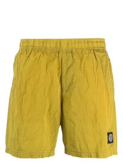 Stone Island Elasticated-waist Swim Shorts In Gelb