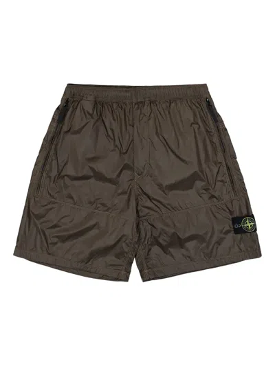 Stone Island Elasticated-waistband Bermuda Shorts In Brown