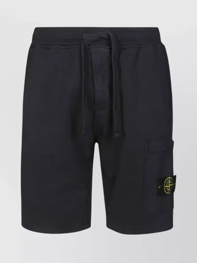 Stone Island Elasticated Waistband Bermuda Shorts With Rear And Side Pockets In Black