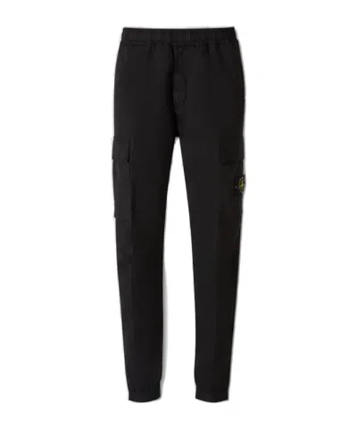 Stone Island Elasticated Waistband Cargo Pants In Black