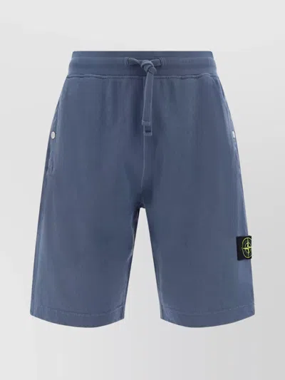 Stone Island Elasticated Waistband Patch Pocket Shorts Side Pockets In Blue
