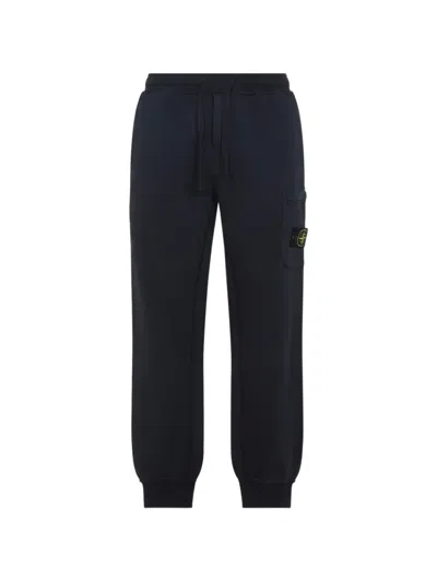 Stone Island Relaxed-fit Trousers With Elastic Waistband And Cargo Pocket In Blue