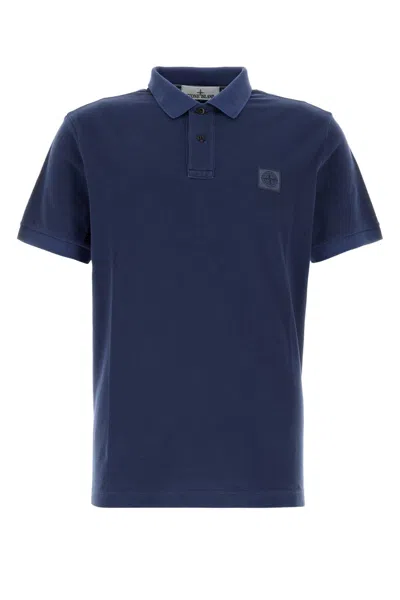 Stone Island Electric Blue Piquet Polo Shirt In Multi