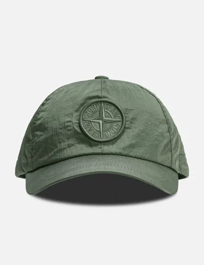 Stone Island Emblem Nylon Metal Cap In Green